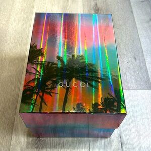 Gucci Collection Limited Edition Gift Box Palm Tree Silver Hard Pink Large